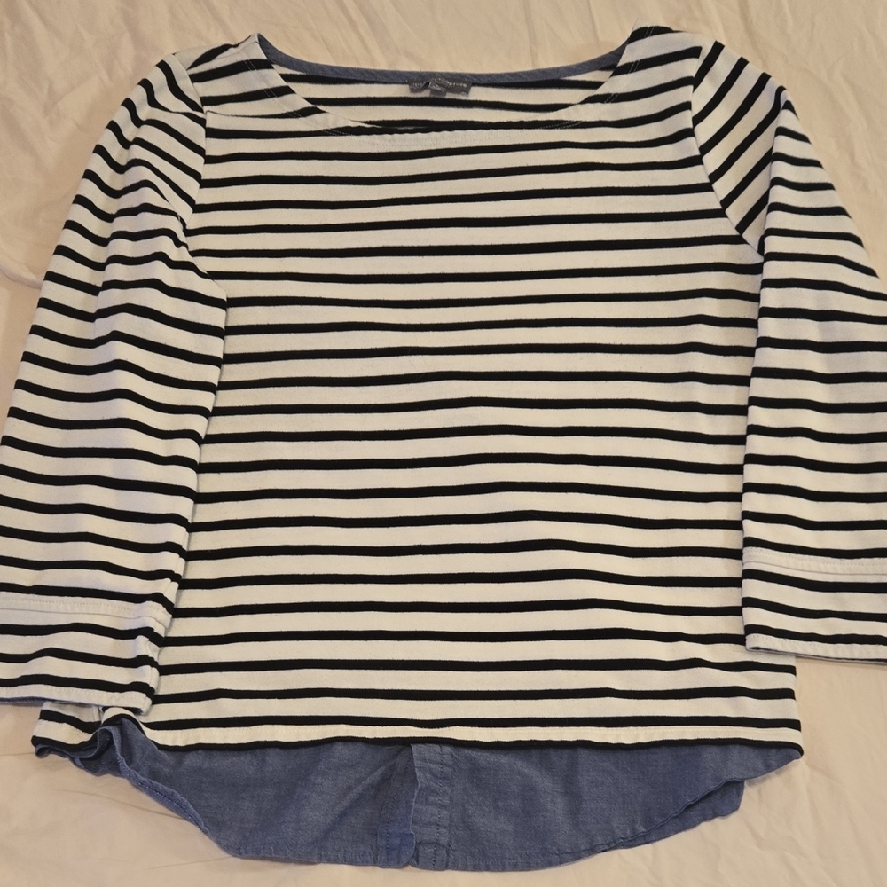 Market & Spruce Black and White Striped Blouse